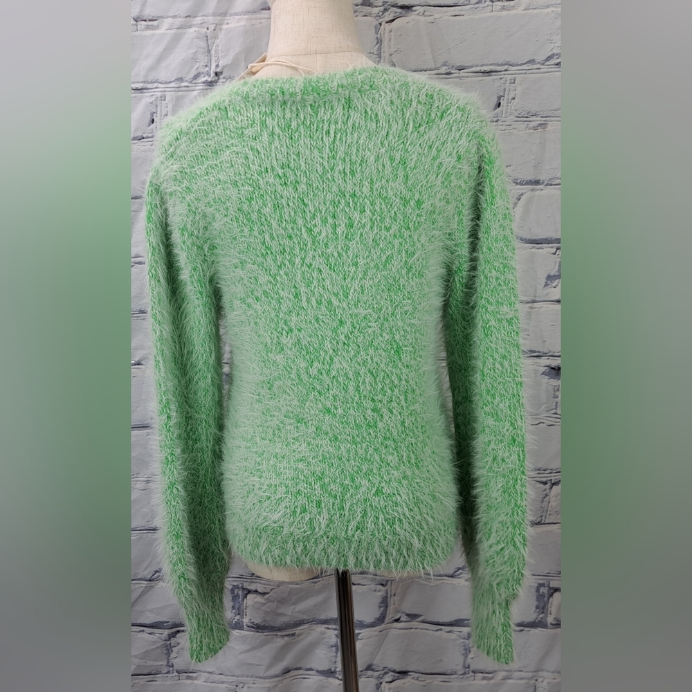 NWT Garcia Jeans Womens Green Fuzzy Sweater Mohair Like Acrylic Wool Nylon Small - Picture 6 of 16